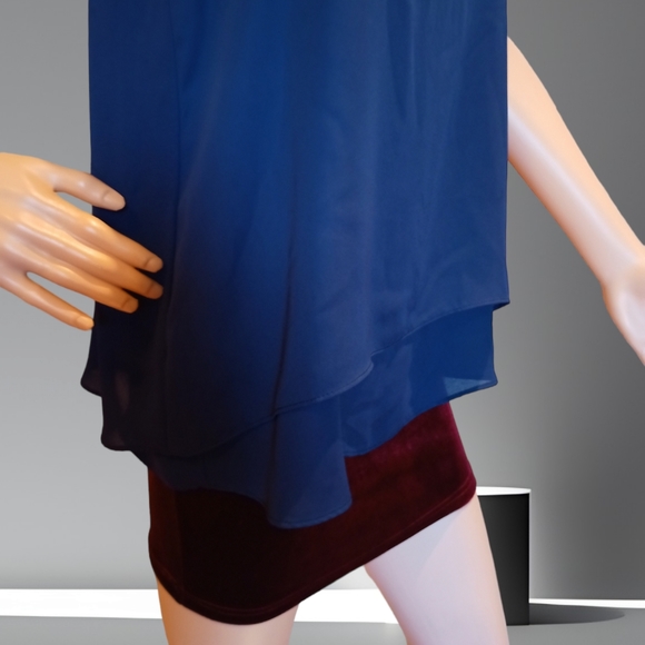 Alice Collection Women's Sleeveless Layered Scoop Neck Tank Blouse Navy Blue - Picture 10 of 16